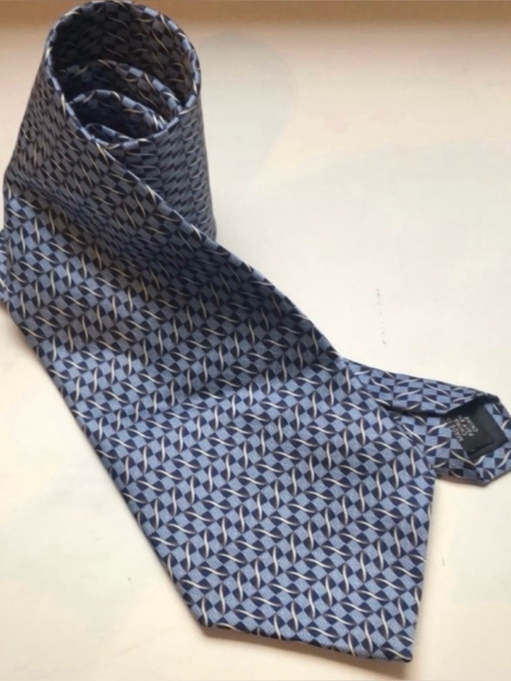 Geoffrey Beene Tie Men’s Blue Pattern Silk Necktie Office Business Dress Career